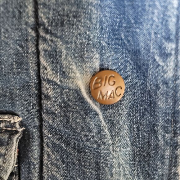 Vintage Big Mac Chore Coat Denim Jean Jacket Blanket Lined Union Made Distressed - Picture 5 of 11